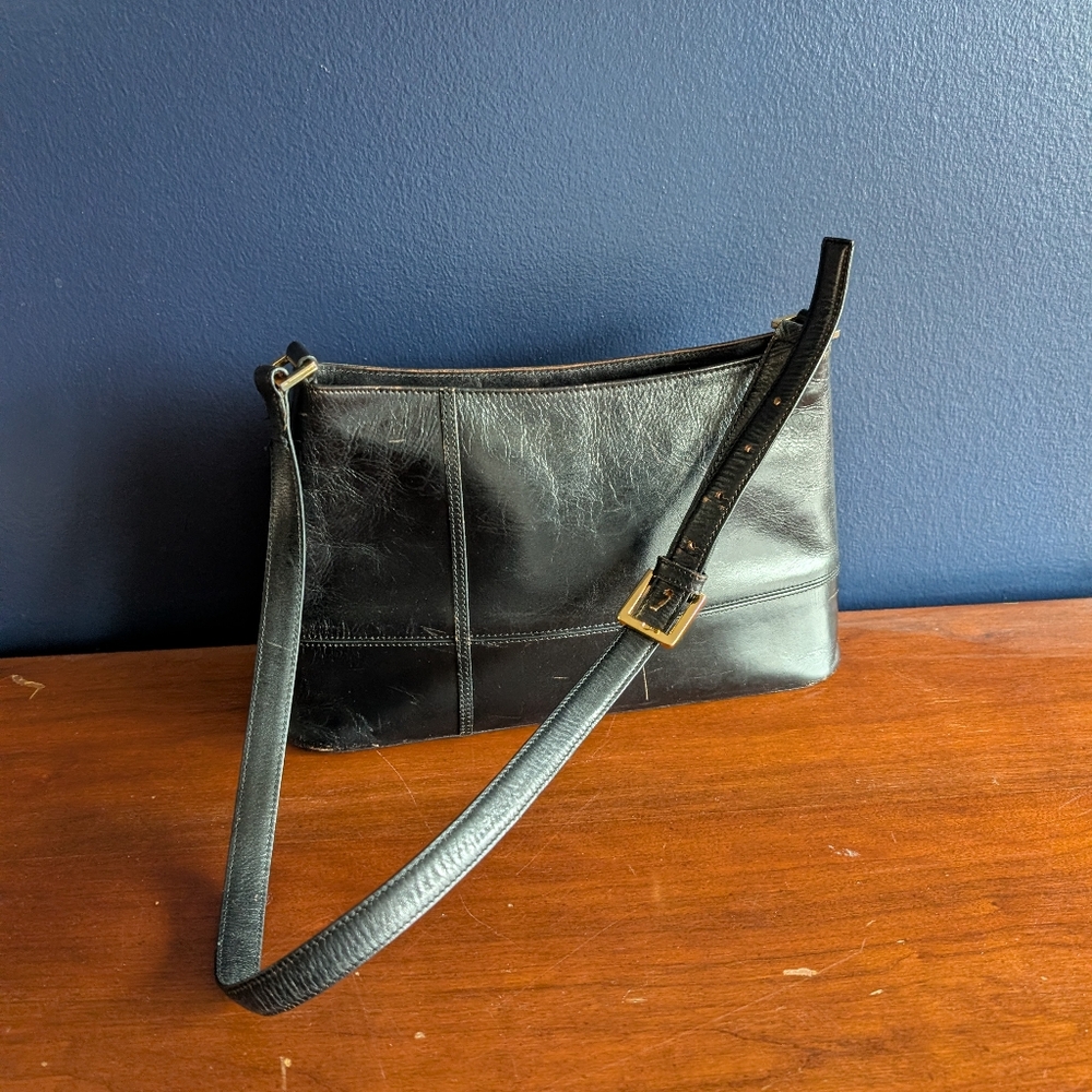 Vintage Etienne Aigner Black Leather Shoulder Purse 